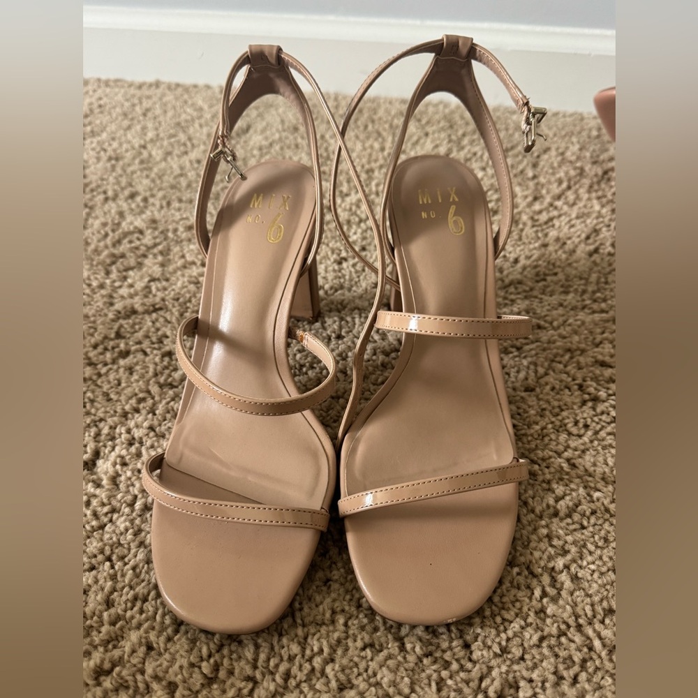 Mix No. 6 Nude Strappy Block Heel Sandals
